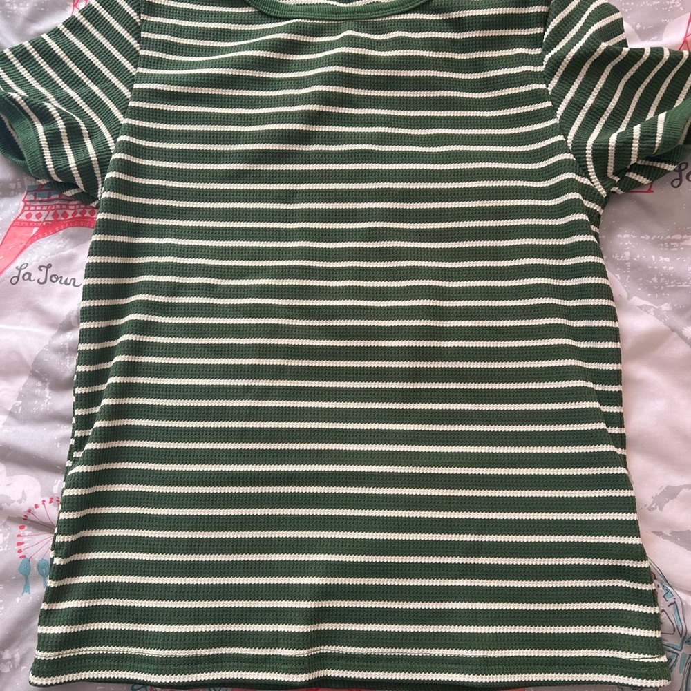 Striped Green and White Short-Sleeve Tee
